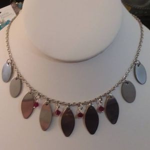 Necklace red silver